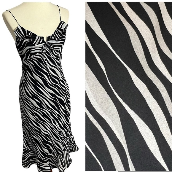 Vintage Dresses & Skirts - Vintage Express Y2K zebra animal print mini dress small party summer Dainty Rare